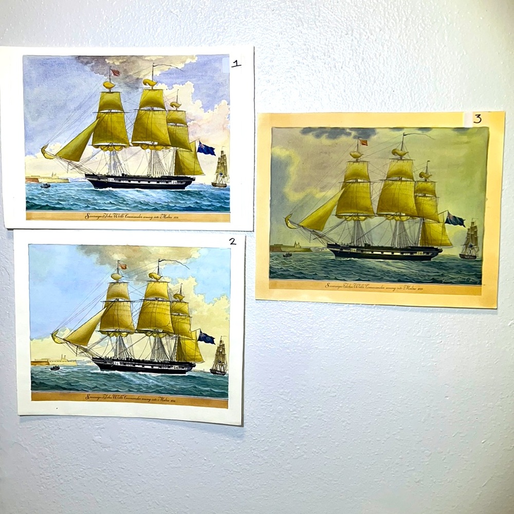 Authentic Models Reproduction Painting of ‘Sovereign John Wells Malta’1826 Boat